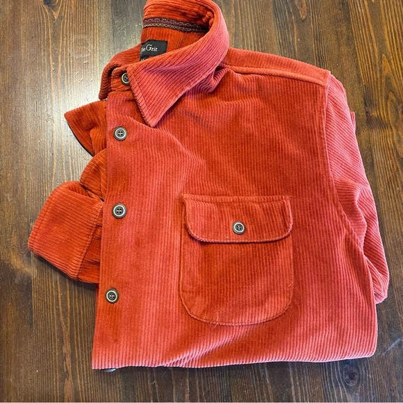 *True Grit* Rust button down stretch corduroy SOFT shirt jacket-Men’s SZ-Medium - Picture 4 of 8